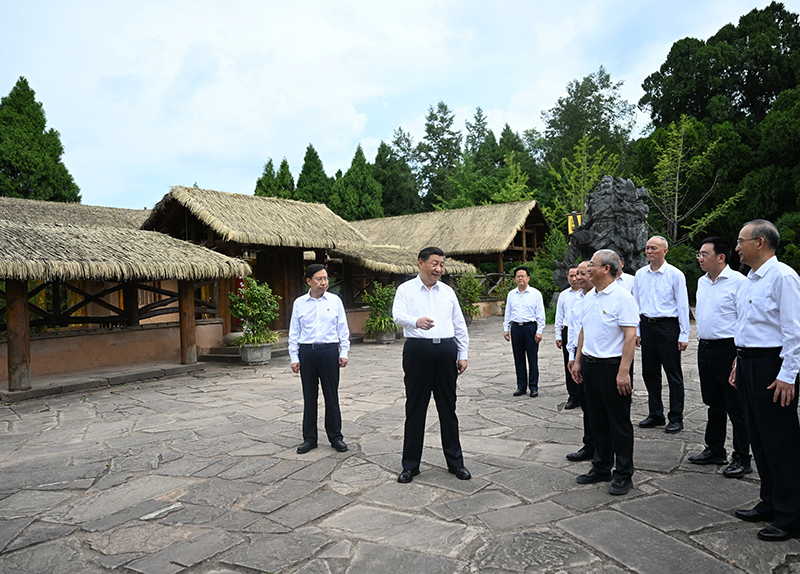 7月25日至27日，中共中央總書記、國家主席、中央軍委主席習(xí)近平在四川考察。這是25日下午，習(xí)近平在廣元市劍閣縣翠云廊考察。